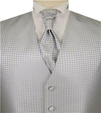 Silver Dot Classical Bridegroom Poly Waistcoat+Cravat+Hanky