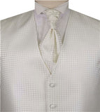 Ivory Dot Classical Bridegroom Poly Waistcoat+Cravat+Hanky