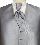 Grey Stripe Classical Man's Custom Made Tuxedo Vest+Cravat+Hanky