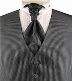 Black With White Dot Classical Bridegroom Poly Waistcoat+Hanky+Cravat or Bowtie