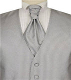 Grey with Black Dot Classical Wedding V-neck Business Waistcoat+Necktie+Hanky