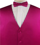 Fuschia Solid Plain Classical Tuxedo/Wedding Waistcoat+Necktie+Bowtie+Hanky