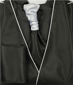 Black Strip Tuxedo/Bridal Tuxedo Vest edge with band+Cravat+Hanky