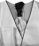 Silver Tuxedo/Bridal Tuxedo Vest edge with band+Cravat+Hanky