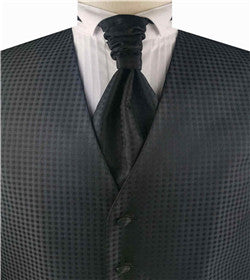 Black Chequer Dress/Bridal Waistcoat+Cravat+Hanky