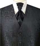 Black Little Floral Classical Wedding Tailored Waistcoat Set