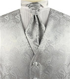 Silver Middle Paisley Classical Wedding Waistcoat Set