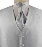 Silver Stripe Classical Microfiber Groomsman Tuxedo Vest+Cravat+Hanky