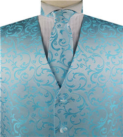 Aqua Swirl Classical Tuxedo/Wedding Waistcoat+Necktie+Bowtie+Hanky