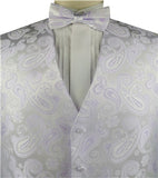 Light Lavender Paisley Classical Tuxedo/Wedding Waistcoat+Necktie+Bowtie+Hanky