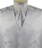 Light Lavender Paisley Classical Bridegroom Waistcoat+Cravat+Hanky