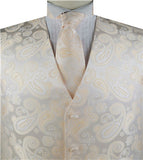 Peach Paisley Classical Tuxedo/Wedding Waistcoat+Necktie+Bowtie+Hanky