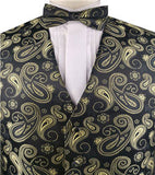 Yellow&Black Paisley Classical Tuxedo/Wedding Waistcoat+Necktie+Bowtie+Hanky