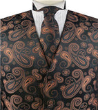 Iron Rust Paisley Classical Tuxedo/Wedding Waistcoat+Necktie+Bowtie+Hanky