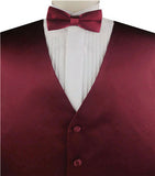 Burgundy Solid Plain Classical Tuxedo/Wedding Waistcoat+Necktie+Bowtie+Hanky