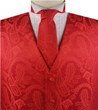 Red Paisley Classical Tuxedo/Wedding Waistcoat+Necktie+Bowtie+Hanky