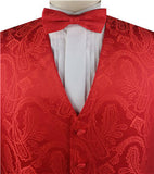 Red Paisley Classical Tuxedo/Wedding Waistcoat+Necktie+Bowtie+Hanky