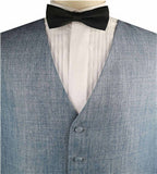 Cadet Blue Solid Linen Classical Tuxedo/Wedding Custom Made Waistcoat+Bowtie