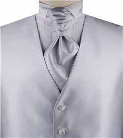 Silver Hard Lurex Yarn  Classical Dress/Bridal Waistcoat+Cravat+Hanky