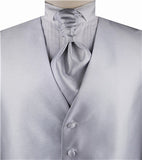 Silver Hard Lurex Yarn  Classical Dress/Bridal Waistcoat+Cravat+Hanky