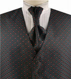 Red Dot Classical Bridegroom Poly Waistcoat+Cravat+Hanky