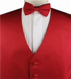 Red Solid Plain Classical Tuxedo/Wedding Waistcoat+Necktie+Bowtie+Hanky