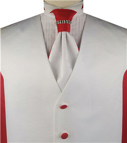White&Red Classical Personality Tuxedo Waistcoat+Cravat+Hanky