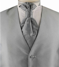Silver Twill Classical Man's Custom Made Tuxedo Vest+Cravat+Hanky