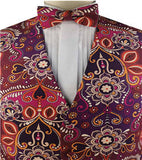 Red Paisley Tuxedo Cotton&Poly Waistcoat+Bowtie+Hanky