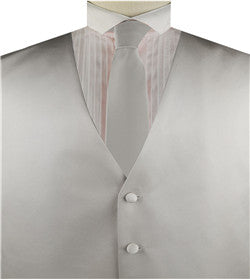 Light Silver Solid Plain Classical Tuxedo/Wedding Waistcoat+Necktie+Bowtie+Hanky