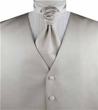 Solid Light Champagne Plain Fabric Classical Tuxedo Waistcoat+Cravat+Hanky