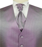 Purple Diamond Pattern Classical V-neck Waistcoat+Cravat+Hanky