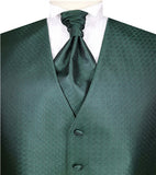 Hunter Green Diamond Pattern Classical V-neck Waistcoat+Cravat+Hanky