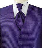 Purple Stripe Classical Man's Groomsman Tuxedo Vest+Cravat+Hanky