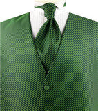 Green Stripe Classical Microfiber Groomsman Tuxedo Vest+Hanky+Bowtie or Cravat