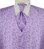 Light Purple Smaller Paisley Dress/Bridal Tailored  Waistcoat+Cravat+Hanky