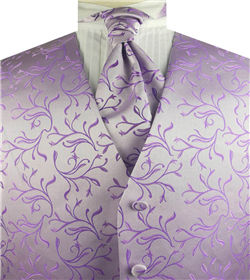Lavender Swirl  Business Men's Tuxedo Waistcoat+Cravat+Hanky