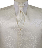 Ivory  Swirl  Business Men's Tuxedo Waistcoat+Cravat+Hanky