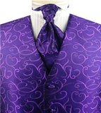 Purple Swirl Classical Wedding Vest+Cravat+Hanky