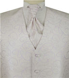 Light Lavender Scroll Swirl Classical Wedding Waistcoat+Cravat+Hanky