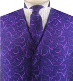 Purple Swirl Classical Wedding Vest+Necktie+Hanky