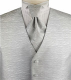 Silver Stripe Classical Microfiber Groomsman Tuxedo Vest+Cravat+Hanky