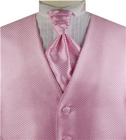 Pink Chequer & Shine Yarn Waistcoat+Cravat+Hanky