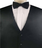 Solid Regular Black Plain Fabric Classical Tuxedo Waistcoat+Bowtie+Hanky