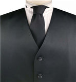 Black Solid Plain Classical Tuxedo/Wedding Waistcoat+Necktie+Bowtie+Hanky