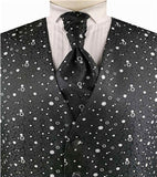 Black Little Floral Classical Tuxedo Tailored Waistcoat+Cravat+Hanky