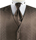 Chocolate Even Swirls Tuxedo Polyester Handsome Waistcoat+Cravat+Hanky