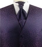 Purple Scroll Swirl Men's Regular Polyester Vest+Cravat+Hanky