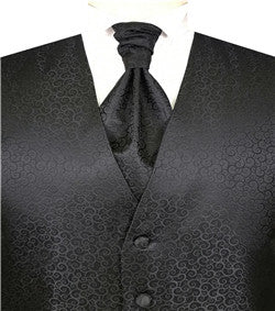 Black Scroll Swirl Men's Regular Polyester Vest Set
