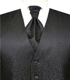 Black Scroll Swirl Men's Regular Polyester Vest Set